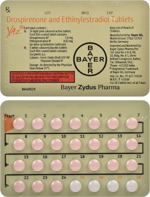 yaz, Drospirenone, Ethinylestradiol